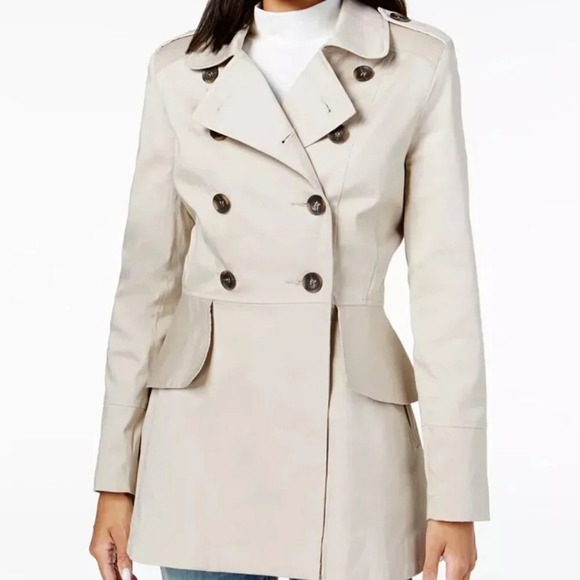Maison Jules Oxford Preppy Pea Coat Small Double Breasted Peplum Trench jacket - Picture 8 of 10